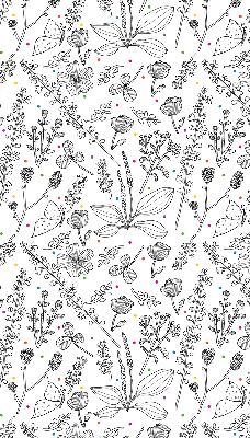 Látková roleta na okno s kreslenými rostlinami