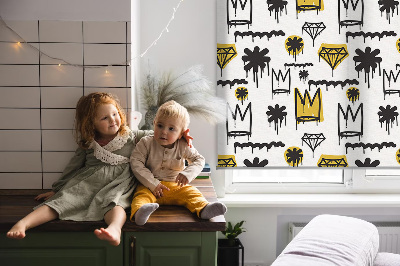 Roleta zatemňovací s kreslenými květinami