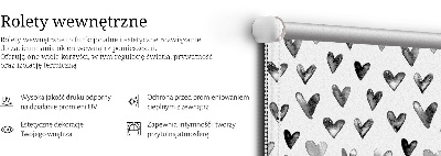Zatemňovací roleta na okno v černé barvě se srdíčky