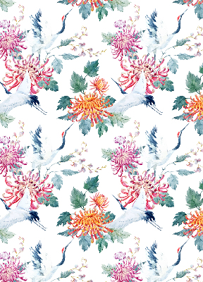 Látková roleta na okno s motivem volavky a květiny