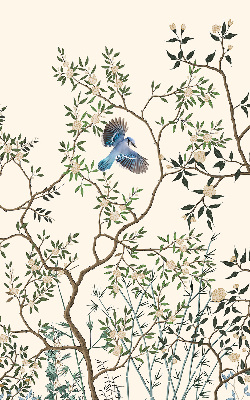 Látková roleta na okno s motivem ptáků na stromě