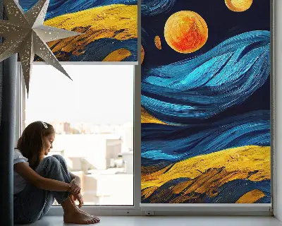 Látková roleta na okno s motivem planet
