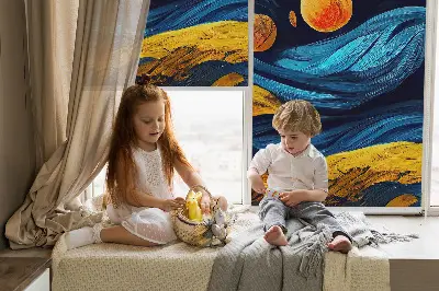 Látková roleta na okno s motivem planet