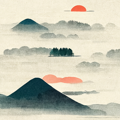 Látková roleta na okno s motivem malovaných hor