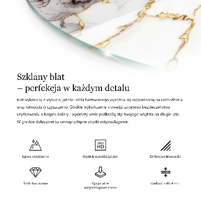 Deska stolu kulatá s potiskem Elegantní jednolitá černá