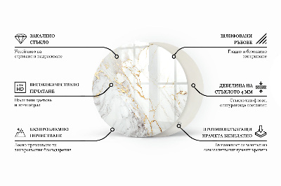 Deska stolu kulatá s potiskem Elegantní jednolitá černá