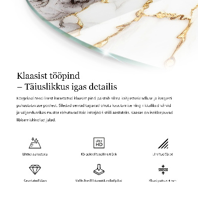 Deska stolu kulatá s potiskem Elegantní jednolitá černá