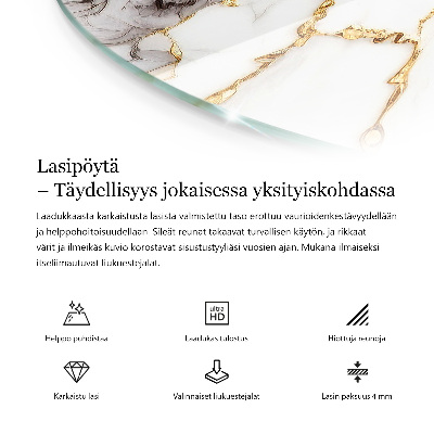 Deska stolu kulatá s potiskem Elegantní jednolitá černá