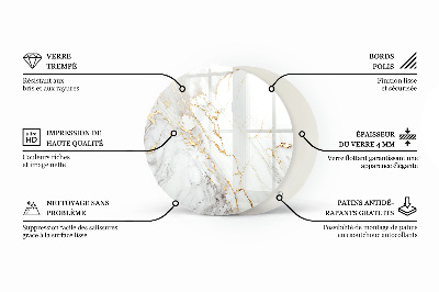 Deska stolu kulatá s potiskem Elegantní jednolitá černá