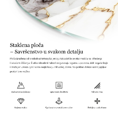 Deska stolu kulatá s potiskem Elegantní jednolitá černá