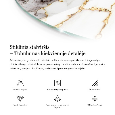 Deska stolu kulatá s potiskem Elegantní jednolitá černá