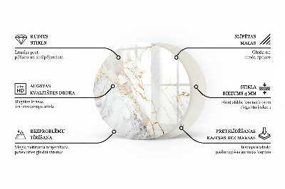 Deska stolu kulatá s potiskem Elegantní jednolitá černá