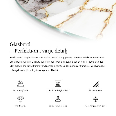Deska stolu kulatá s potiskem Elegantní jednolitá černá