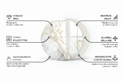 Deska stolu kulatá Mramorové žilky v designu