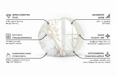 Deska stolu kulatá Mramorové žilky v designu
