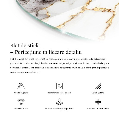 Deska stolu kulatá Mramorové žilky v designu