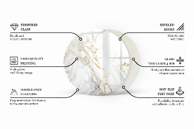 Deska stolu kulatá Mramorové žilky v designu