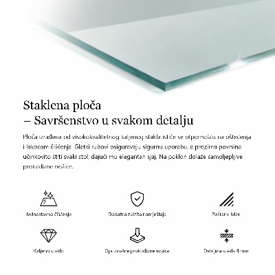 Deska stolu obdélníková průhledná