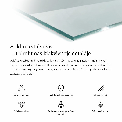 Deska stolu obdélníková průhledná