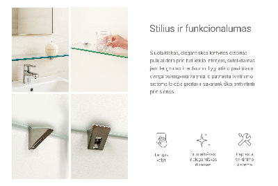Skleněná police do koupelny Poloprůsvitná