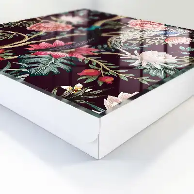 Designová skříňka na klíče Květiny a ptáci