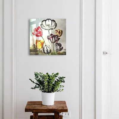 Krabička na klíče s motivem retro tulipánů