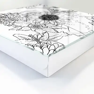 Designová skříňka na klíče Černobílé květiny