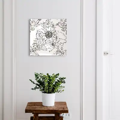 Designová skříňka na klíče Černobílé květiny
