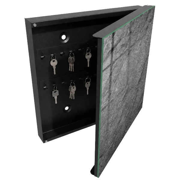 Designová skříňka na klíče v dekoru šedý kámen