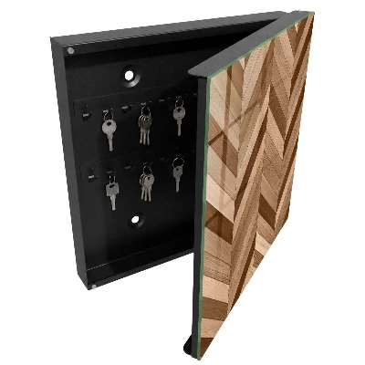 Designová skříňka na klíče dřevěná s motivem rybí kosti