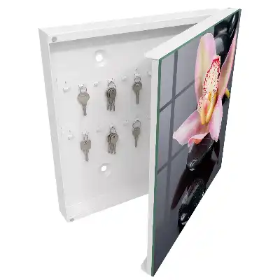 Designová skříňka na klíče Orchidej a kameny