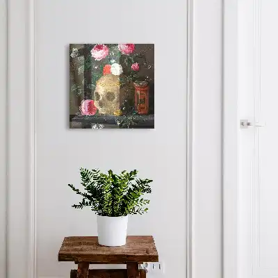 Skříňka na klíče Lebka a květiny