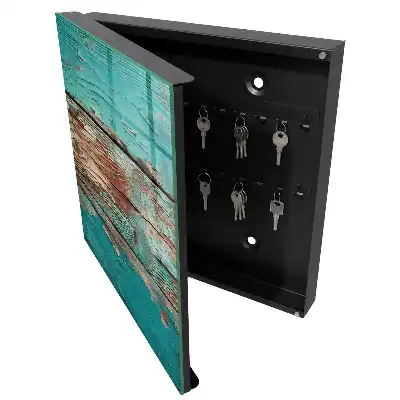 Designová skříňka na klíče Tyrkysové dřevo