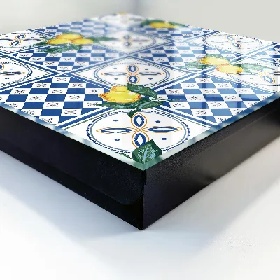 Designová skříňka na klíče s motivem citronových dlaždic
