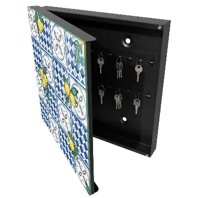 Designová skříňka na klíče s motivem citronových dlaždic