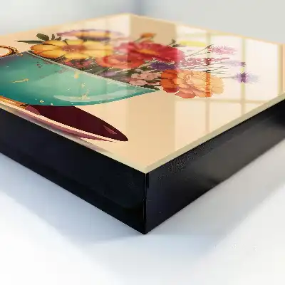 Designová skříňka na klíče Květiny a šálek
