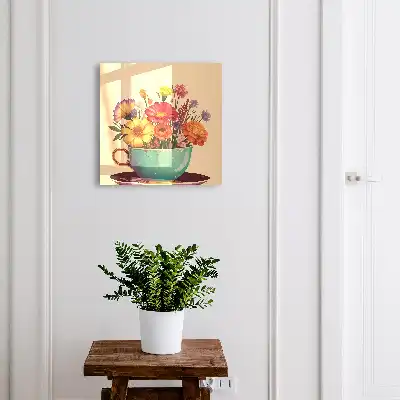 Designová skříňka na klíče Květiny a šálek