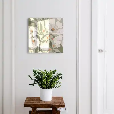 Designová skříňka na klíče Květiny béžové