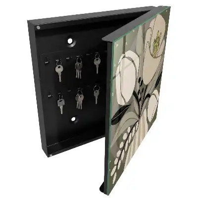 Designová skříňka na klíče Béžové květiny