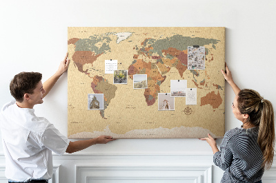 Korková nástěnka Mapa vintage světa