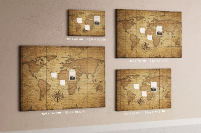 Nástěnka korková Mapa vintage světa
