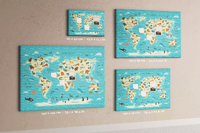 Korková nástěnka Mapa světa zvířat