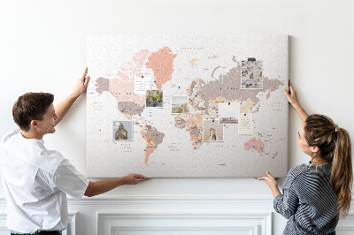 Korková nástěnka Podrobná mapa světa