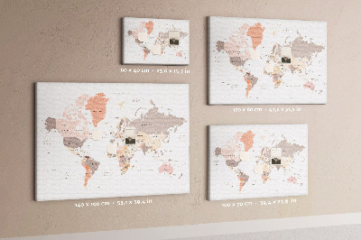Korková nástěnka Podrobná mapa světa