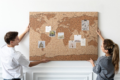 Nástěnka Mapa světa z cork