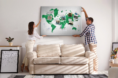 Korková nástěnka Akvarel zelená mapa