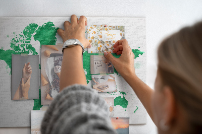 Korková nástěnka Akvarel zelená mapa