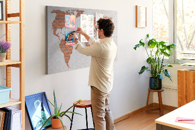 Korková nástěnka Brick mapa světa