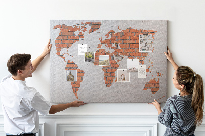 Korková nástěnka Brick mapa světa
