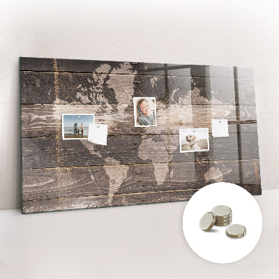Magnetická tabule pro děti Mapa světa na dřevo
